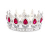 1 3/4" x 3 1/4" Silver Base Burgundy Rhinestones Mini King Crown