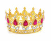 1 3/4" x 3 1/4" Gold Base Burgundy Rhinestones Mini King Crown