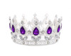 1 3/4" x 3 1/4" Silver Base Purple Rhinestones Mini King Crown