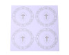 2" Round Silver Cross Swirls Religious White Stickers Seal - Pack of 48