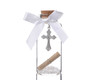 2.5" Glass Silver Religious Cross Message in a Bottle Favor - Pack of 12 Wishing Jars