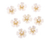 1" White-Gold Embellishment Craft Plastic Flower - Pack of 100