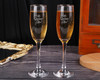 8.5" Clear Glass Quinceanera Heart Design Champagne Flutes - Pack of 6