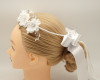 White First Communion Headpiece Silk Flower Wreath w/ Rhinestone - Pack of 8