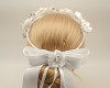 White First Communion Headpiece Silk Flower Wreath w/ Rhinestone - Pack of 8
