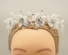 White First Communion Headpiece Rhinestone Studded Silk Flower Wreath - Pack of 8