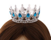 1 3/4" x 3 1/4" Silver Base Blue Rhinestones Mini King Crown