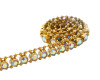 1/2" x 10 Yards Gold Plastic AB Rhinestone Belt Trim - Pack of 1