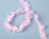 1/2" x 50 Yards Pink White Ruffled Lace Trim
