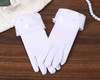 White Rose Buds Faux Pearl Kid Wrist Length Gloves - Pack of 12 Pairs