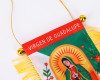 5.5" x 4" Guadalupe Gold Fringe Pennant Hanging Car Accessory - Pack of 12