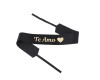 2" x 33" Black "Te Amo" Gold Printed Heart Grosgrain Ribbon Bouquet Banner - Pack of 12