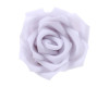 2.25" White Velvet Ribbon Roses - Pack of 12