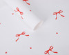 22 1/4"x22" White Ribbon Heart Red Print Bouquet Wrapping Paper - Set of 20 Sheets