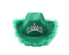 15" Emerald Green Western Cowgirl Faux Feather Edge Crown Hat - Pack of 3