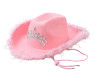 15" Pink Western Cowgirl Faux Feather Edge Crown Hat - Pack of 3