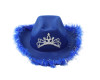 15" Royal Blue Western Cowgirl Faux Feather Edge Crown Hat - Pack of 3