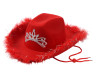 15" Red Western Cowgirl Faux Feather Edge Crown Hat - Pack of 3