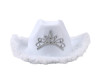 15" White Western Cowgirl Faux Feather Edge Crown Hat - Pack of 3