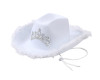 15" White Western Cowgirl Faux Feather Edge Crown Hat - Pack of 3
