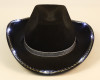 15" Black Western Cowboy Cowgirl LED Rim Sparkly Trim Hat - Pack of 3