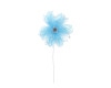 2 1/4" Blue Organza Rhinestone Pearl Center Circular Petal Flower - Pack of 12