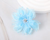 2 1/4" Blue Organza Rhinestone Pearl Center Circular Petal Flower - Pack of 12