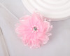 2 1/4" Pink Organza Rhinestone Pearl Center Circular Petal Flower - Pack of 12