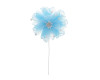 2 1/4" Blue Petal Layered Organza  Rhinestone Pearl Center Flower - Pack of 12