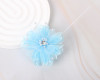 2 1/4" Blue Petal Layered Organza  Rhinestone Pearl Center Flower - Pack of 12