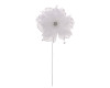 2 1/4" White Petal Layered Organza  Rhinestone Pearl Center Flower - Pack of 12