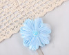 2 1/4" Blue Organza Silk Pearl Center Flower - Pack of 12