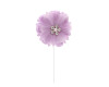 2 1/4" Lavender Organza Silk Pearl Rhinestone Center Flower - Pack of 12