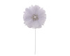 2 1/4" White Organza Silk Pearl Rhinestone Center Flower - Pack of 12