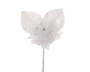 2 1/2" White Organza Rhinestone Center Pearl Single Rose Flowers - Pack of 12
