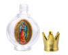 2 7/8" x 1 5/8" Glass Gold Crown Guadalupe Embossed Holy Water Bottle - Pack of 12