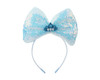 4 1/2" Blue LED Light Up Sequin Plush Bow Headband - Pack of 12