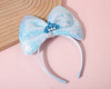 4 1/2" Blue LED Light Up Sequin Plush Bow Headband - Pack of 12