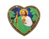 8" x 7 1/2" Heart Shaped Saint Jude Religious Iron On Sequin Patch - Pack of 12