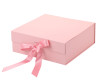 10" x 10" Pink Square Magnetic Closure Ribbon Cardboard Gift Box - Set of 3