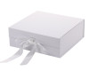 10" x 10" White Square Magnetic Closure Ribbon Cardboard Gift Box - Set of 3