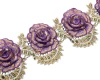3 3/4" x 5 Yards Purple Rose Leaves Gold Sequin Trim