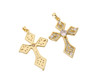1 1/2" Long Gold Rhinestone Religious Passion Cross Jewelry Pendant - Pack of 12