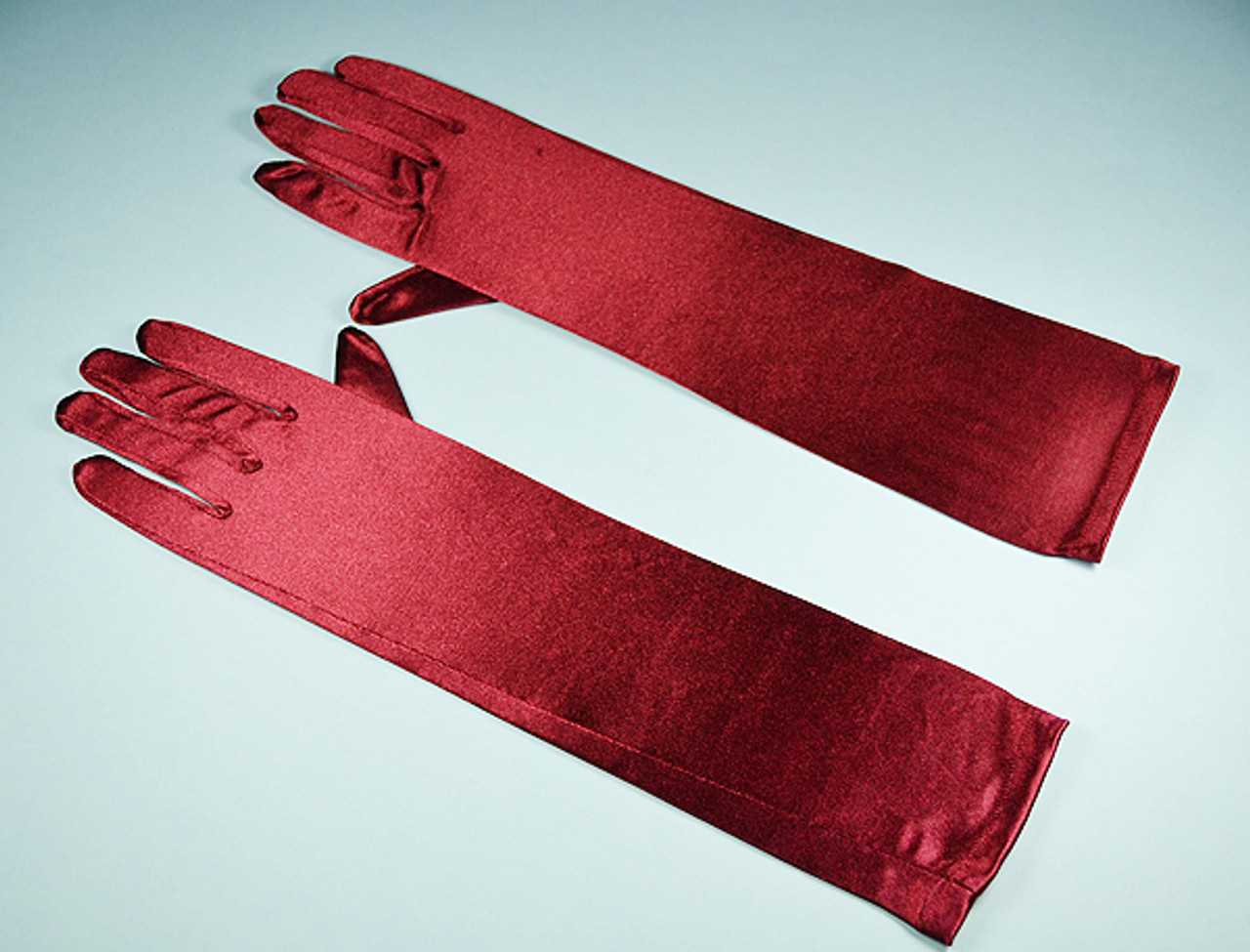 burgundy satin gloves