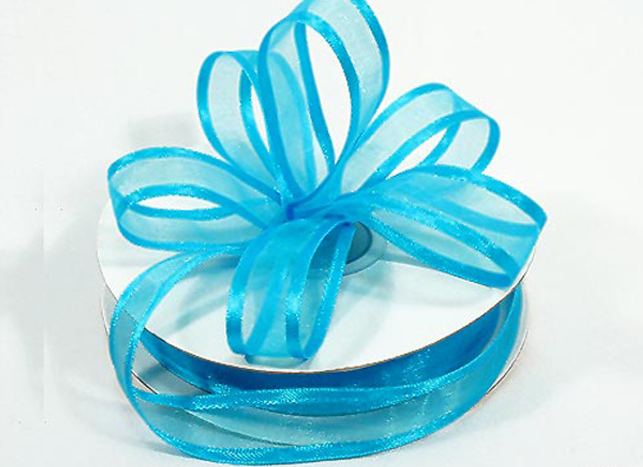 5/8x25 yards Turquoise Organza Satin Edge Gift Ribbon - Pack of 10 Rolls -  CB Flowers & Crafts