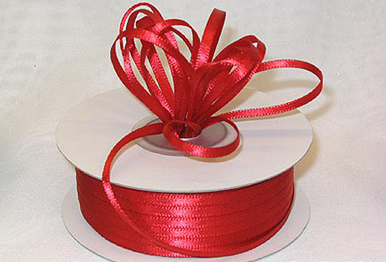 1/8x100 yard Red Polyester Satin Gift Ribbon - Pack of 10 Rolls