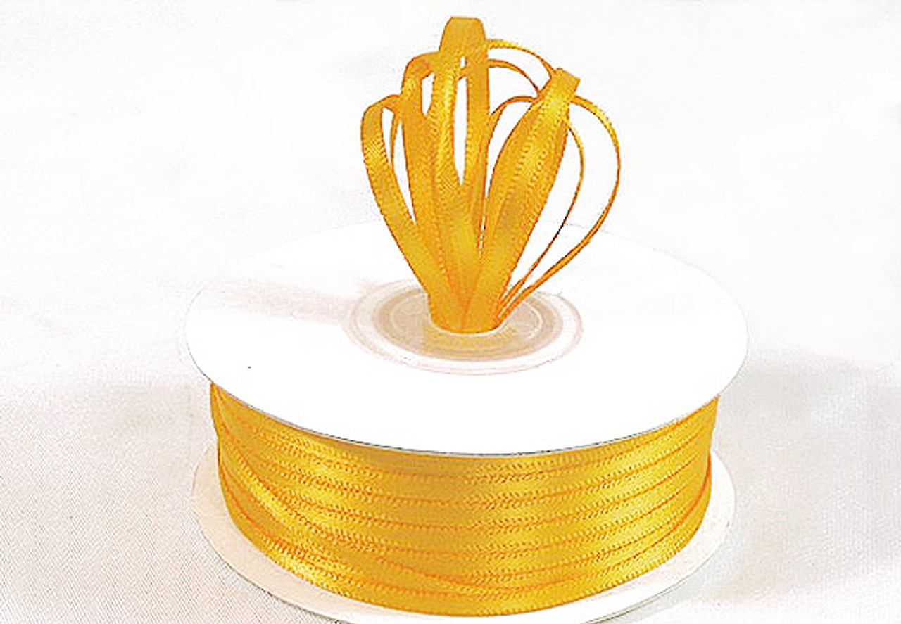 1/8x100 yard Yellow Polyester Satin Gift Ribbon - Pack of 10 Rolls - CB  Flowers & Crafts