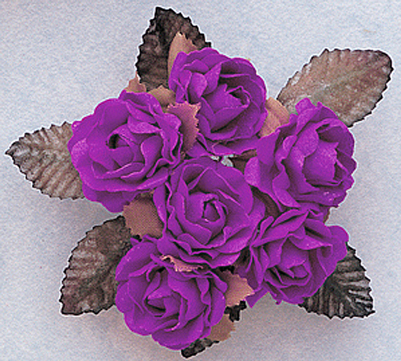 1 Purple Big Rose with Leaf Paper Craft Flowers - Pack of 72 - CB Flowers  & Crafts