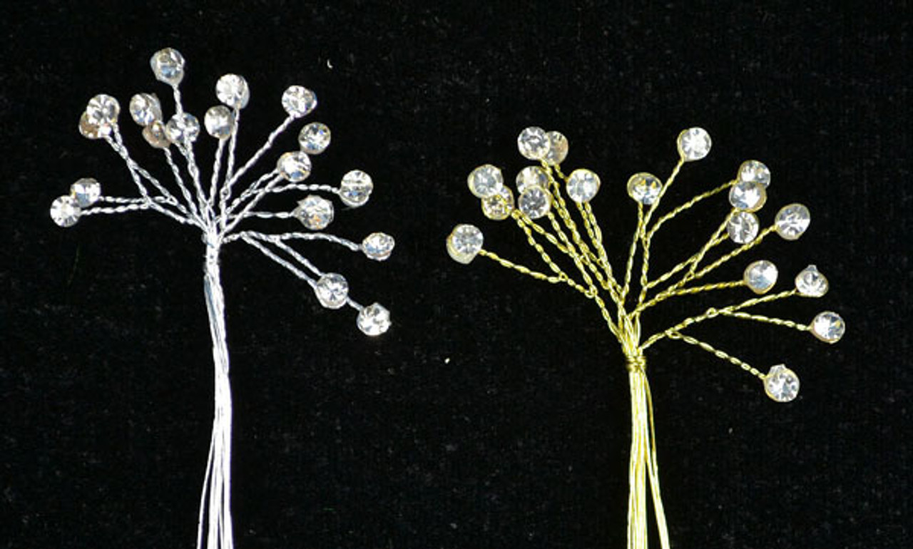 Rhinestone Floral Picks on 5 Silver Wire - Pack of 72 Rhinestone Picks -  CB Flowers & Crafts