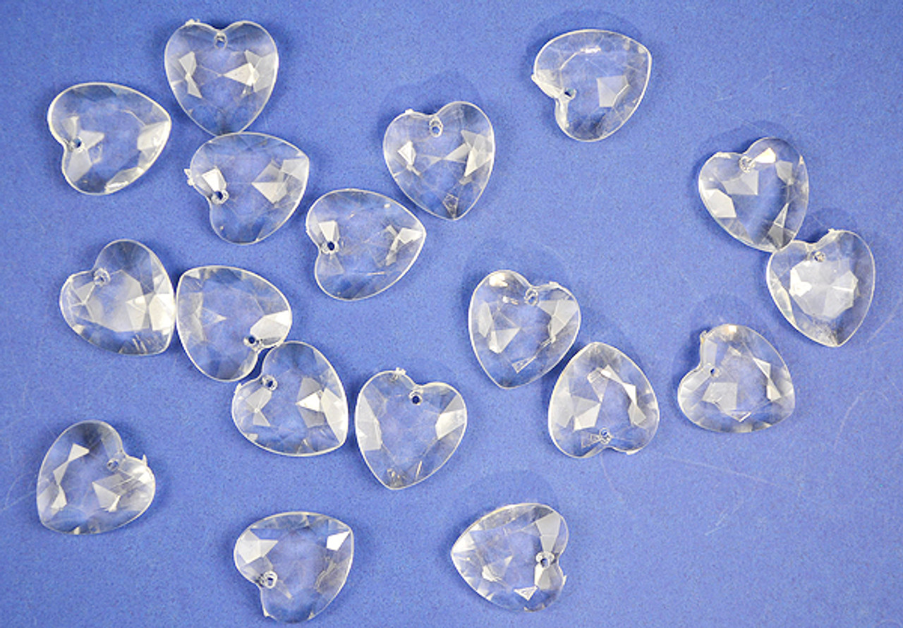 22mm Clear Transparent Acrylic Heart Beads - Bag of 0.55 Pound